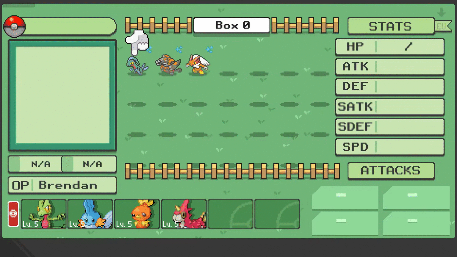 Pokemon Gamma Emerald - Showcasing newly designed user interface
